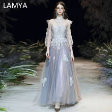Длинное платье LAMYA с аппликацией для выпускного вечера для женщин, официальное платье с рукавом три четверти, элегантное женское платье с оборками 2024 - купить недорого