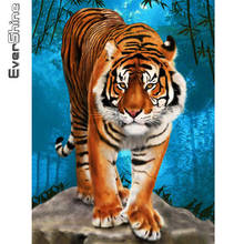 Evershine bordado de diamante quadrado completo tigre 5d faça você mesmo pintura de diamante animal presente decoração de parede 2024 - compre barato