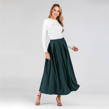ElegantLong Pleated Skirt Women's Muslim Bottoms Skirts High Waist Skirt Ramadan Party Worship Service Islamic Clothing 2024 - buy cheap