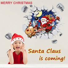 DIY Christmas 3D Wall Sticker Santa Claus Gifts New Year Home Decoration Snowflake Decor Removable Stickers 2024 - buy cheap