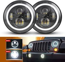 7 Inch LED Headlights DRL Hi/Lo Beam 50W 30W Halo Ring Amber Angel Eye For Niva Motorcycle Lada Offroad 4x4 UAZ 12V 24V 2024 - buy cheap