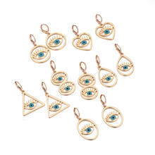 1Pair Turkish Evil Eye Metal Hollow Earrings For Women New Vintage Heart Waterdrop Triangle Blue Lucky Eye Hoop Earrings Jewelry 2024 - buy cheap