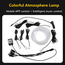 Luz LED de ambiente 6 en 1 para coche, lámpara de neón Multicolor de 8m para Interior de coche, 12V, RGB, Bluetooth, teléfono/Control remoto 2024 - compra barato