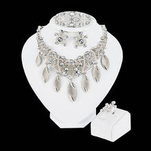 Conjunto de joyería africana de moda, collar nupcial Chapado en plata de Dubái, pendientes, conjunto de joyería de cristal, conjuntos de para niña, regalo 2024 - compra barato