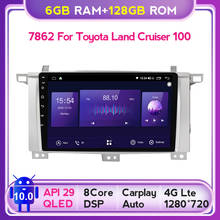 6G + 128G QLED Android 10 для Toyota Land Cruiser 100 автомобильный мультимедийный плеер радио GPS навигация LC100 для Lexus LX470 Авторадио 2024 - купить недорого