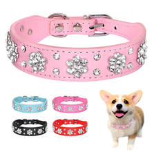 Bling Rhinestone Dog Collar Necklace PU Leather Cat Puppy Collars Necklaces With Crystal Pet Accessory For Small Medium Dogs 2024 - купить недорого