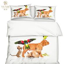 Yuxiu conjunto de cama 3d bichos e gatos, roupa de cama para cachorro, conjunto com 3 peças 2024 - compre barato