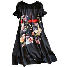 Женское свободное платье, летнее черное комбинированное винтажное платье, прикрывающее живот, большого размера 2024 - купить недорого