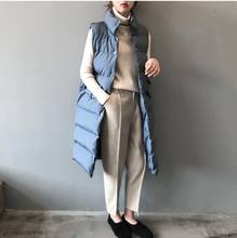 Colete longo sem mangas moda inverno feminina, colete de algodão slim forrado para mulheres, jaqueta coreana k1336 2024 - compre barato