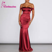 Vestidos De Fiesta Burgundy Mermaid Evening Dress Long 2020 Satin Off The Shoulder Robe De Soiree вечерние платья 2024 - buy cheap