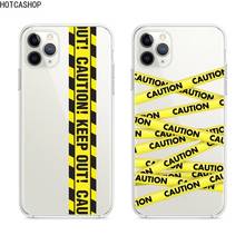 Yellow CAUTION line Phone Case clear for iphone 12 pro max mini 11 pro XS MAX 8 7 6 6S Plus X 5S SE 2020 XR cover 2024 - buy cheap