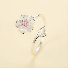 SA SILVERAGE Fine Jewelry Trendy Party Pink AAA CZ Ring 2020 New Arrivals 925 Sterling Silver Adjustable Flower Rings For Women 2024 - compre barato