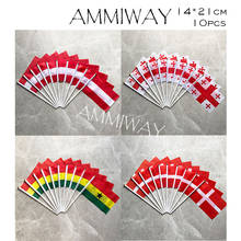 AMMIWAY-banderas nacionales de países del mundo pequeño, 14x21cm, 10 Uds., Austria, Albania, Ghana, Dinamarca, con esmalte de plástico para agitar con la mano 2024 - compra barato