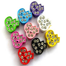 100pcs painting & zinc alloy with rhinestone DIY Accessories slide Charms Internal 8mm mixed color fit 8mm belt wristband 2024 - buy cheap