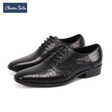Christia Bella Genuine Leather Mens Dress Shoes British Office Business Oxford Shoes Black Wedding Lace Up Brogue Men Shoes 2024 - buy cheap