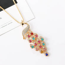 Trend Colorful  Peafowl Pendant Necklace Charming Women's Long Collar Chain Accessories Fashion Ladies New Year Jewelry Gifts 2024 - buy cheap