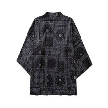 Kimono con estampado de flores de anacardo negro para hombre y mujer, cárdigan tradicional de estilo japonés Harajuku, ropa de calle Yukata Haori Obi 2024 - compra barato