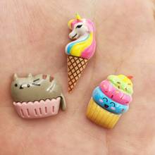 Mezcla de resina Kawaii para decoración del hogar, combinación de helado de colores, álbum de recortes de piedra de espalda plana, figuritas artesanales, 12 Uds., F87A 2024 - compra barato