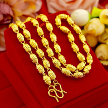 Fashion Yellow Gold Color Necklace for Men Wedding Engagement Anniversary Jewelry Olive Shape Beads Chain Necklaces Collar Gifts 2024 - buy cheap