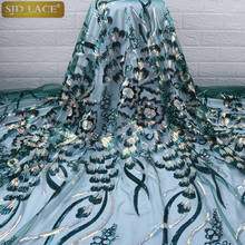Green French Mesh Lace Fabric High Quality Double Color Sequins African Ghana Net Lace Fabric For Nigerian Evening Dress A1761 2024 - buy cheap