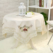 226#  round 150cm/59" embroidery Table Cloth tablecloth mat cover cotton&linen lace Dec luxury desk dinner mat wholesale Home 2024 - buy cheap