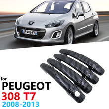 Gloss Black Carbon Fiber Car Door Handles Cover for Peugeot 308 T7 308SW SW CC RCZ 2008~2013 Car Accessories Sticker Styling 2024 - buy cheap