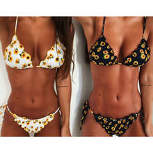 Sunflower Printed Bikini Set Sexy  Swimwear Women 2021 Mujer Push Up Padded Biquini Bathers Bandage Bathing Suit Swimsuit Bikini 2024 - buy cheap