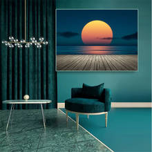 Modern Sunset Landscape Seaside Sea Wave Scenery Drawing On Canvas Beach Painting Wall Art Picture Posters and Prints Home Decor 2024 - buy cheap