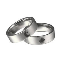 1pc titânio anel de aço lua e sun anel promessa casais anéis bague homme presentes do dia dos namorados Size5-12 dropship 2024 - compre barato