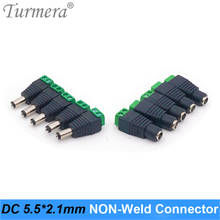 Turmera conector dc 5.5*2.1mm adaptador de tomada, conector de cabo para parafuso, bateria e 3528/5050/5730 luz de led em tira 2024 - compre barato