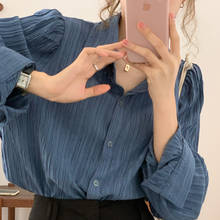 Blusa Vintage de manga larga para mujer, Camisa de algodón de gran tamaño, para verano 2024 - compra barato