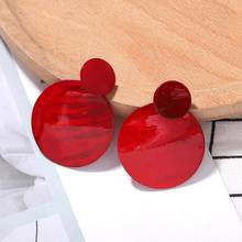 Kpop-pendientes de resina de disco rojo retro para mujer, aretes minimalistas simples, joyería colgante exquisito, moda al por mayor 2024 - compra barato