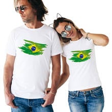 Camisetas de manga con estampado de la bandera de Brasil para amor, regalo del Día de San Valentín para pareja, Camiseta de algodón, camiseta para amantes del verano 2024 - compra barato