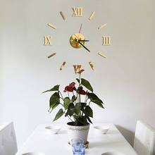 Настенные часы с объемным рисунком, роскошные большие декоративные настенные наклейки для самостоятельного декора, часы для украшения гостиной и дома, зеркальный арт-дизайн 2024 - купить недорого