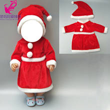 Chapéu de natal de boneca 43cm, vestido para boneca de 18 "roupas de boneca, bebê, menina, natal 2024 - compre barato