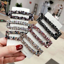 New Geometric Rhinestone Hairpin Square Shape Barrettes Glitter Imitation Hair Clip For Girls Decorate Headdress Accessoreis 2024 - buy cheap