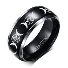 Персонализированные тройной Богини Луны кольцо титана Pagan Wiccan Crescent Witch Бесплатная гравировка ювелирные изделия 2024 - купить недорого