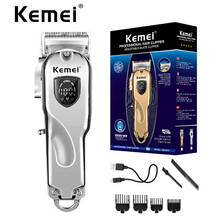 Kemei-2010-barbeador profissional sem fio para cabelos, aparador de barba e cabelo com tela lcd 2024 - compre barato