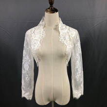 Real Image New Wedding Jackets front Open Long Sleeve White Ivory Bolero Cap Jackets Sheer Custom Made Bridal Accessories Jacket 2024 - buy cheap