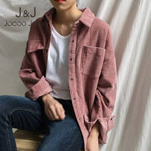 Jocoo Jolee-chaquetas de pana Vintage para mujer, abrigos sueltos lisos Harajuku, abrigos informales, Tops Retro, ropa de otoño 2024 - compra barato
