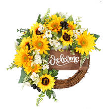 Artificial Flower Sunflower Wreath Simulation SunflowerWreath Wedding Party Decoration Hanging Front Door Décor 40cm Garland 2024 - buy cheap