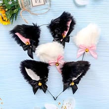 Orejas de gato peludas de felpa para niña, Clip de pelo de campana para fiesta de Cosplay, disfraz de zorro, Clip de pelo largo, accesorio para el cabello para regalo de Halloween 2024 - compra barato