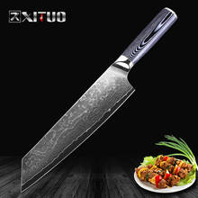 Xituo damascus, faca santoku, faca japonesa de 8 "de aço damasco, alto carbono, ótima para corte de carne 2024 - compre barato