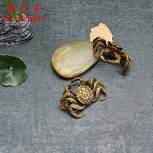 Antique Bronze Small Crab Statue Tea Pet Ornament Pure Brass Solid Animal Miniature Figurine Vintage Home Decoration Accessories 2024 - buy cheap