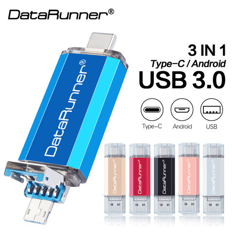 DataRunner OTG USB Flash Drive 32GB 64GB Type C Pen Drive 16GB 128GB 256GB Pendrive 3 in 1 Micro Usb Stick Type-C Memory Stick 2022 - buy cheap