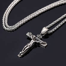 cross necklace men large Jesus pendant stainless steel chain necklace male accessories long necklace punk jewelry on the neck 2024 - buy cheap