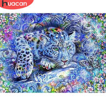 Huacan pintura diamante leopardo 5d completo quadrado redondo mosaico imagem imitação de diamante animal ponto cruz decoração 2024 - compre barato