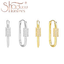 Sombreowhunters-brincos de argola em prata esterlina 925, charme oval para roda, com zircônia, para mulheres, joias de alta qualidade 2024 - compre barato