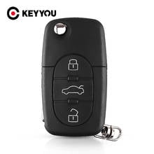 KEYYOU 3 Buttons Flip Folding Replacement Remote Car Key Case Shell For VW Volkswagen Golf Polo T5 Passat Skoda Beetle HU66 2024 - купить недорого