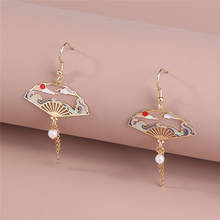 Beautiful Chinese Style Retro Temperament Tassel Palace Fan Shape Long Earrings Personality Charm Woman All-Match Jewelry Gift 2024 - buy cheap